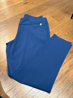 Lilly Pulitzer Navy Ponte Trousers with Gold Logo
